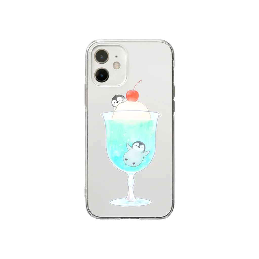 おがわゆきこのクリームソーダとペンギン Soft Clear Smartphone Case