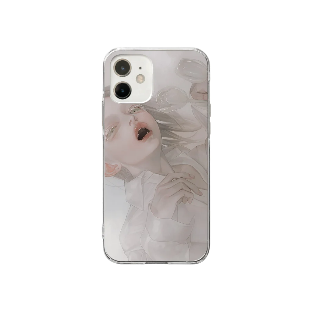 烏帽子 眇眼のねこち Soft Clear Smartphone Case