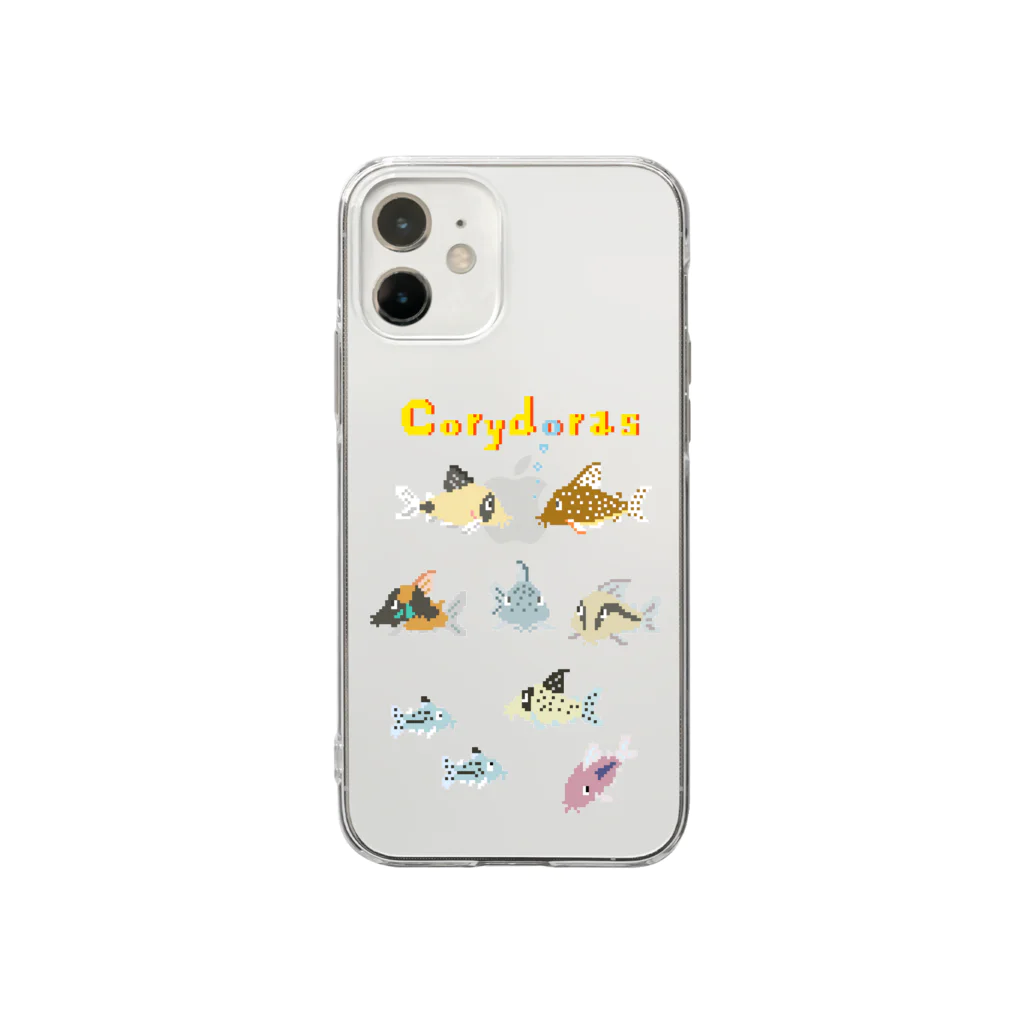 ぺんぎん丸のドット絵コリドラス大集合 Soft Clear Smartphone Case