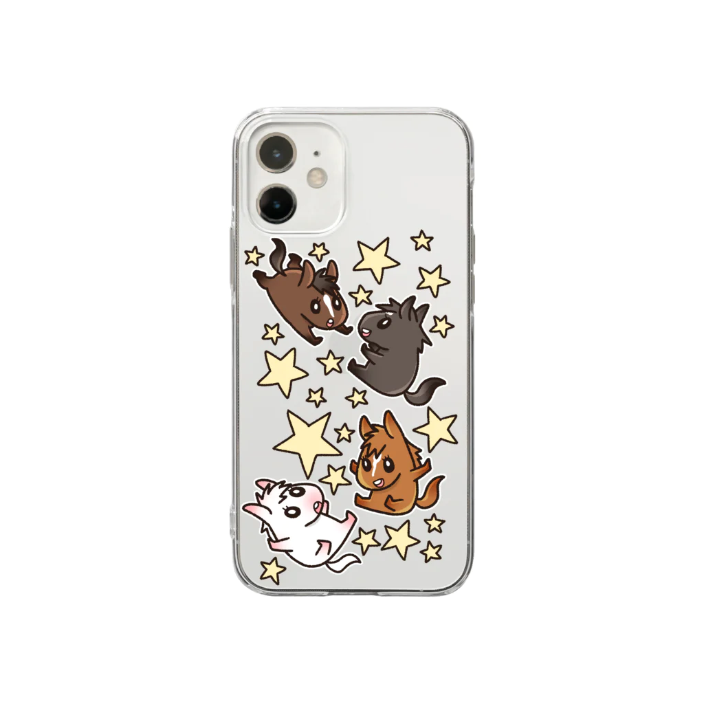 sterilesoilの星を追う四頭娘(縦) Soft Clear Smartphone Case