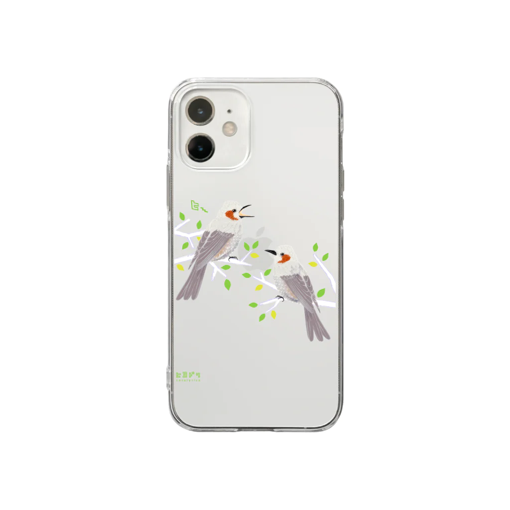 LittleLoroのHIYOMUCHO 0521 ヒヨドリ ことりりか 野鳥スケッチ Soft Clear Smartphone Case