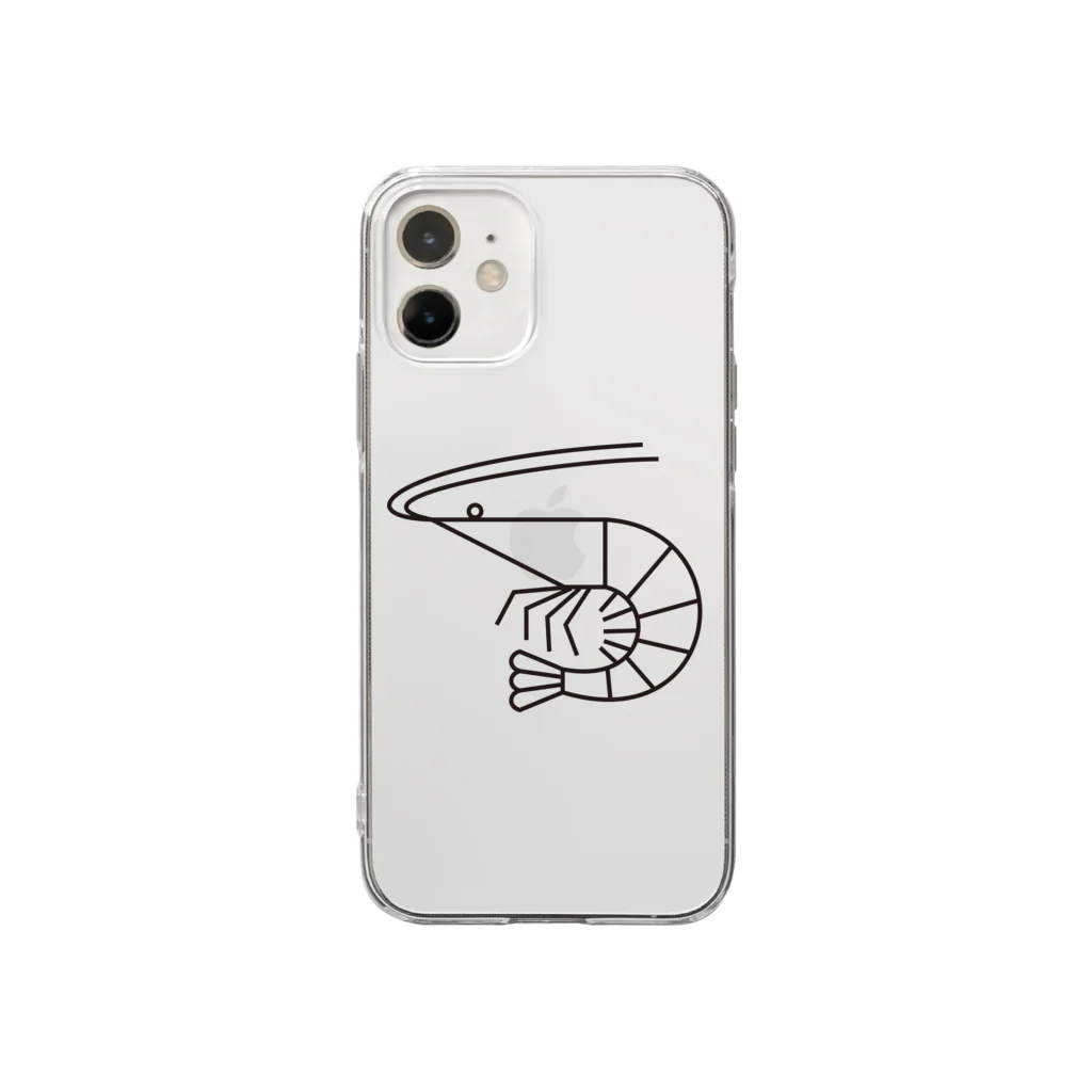 大森巳加商店（Ohmori Mika Shouten)のエビ（黒ライン） Soft Clear Smartphone Case