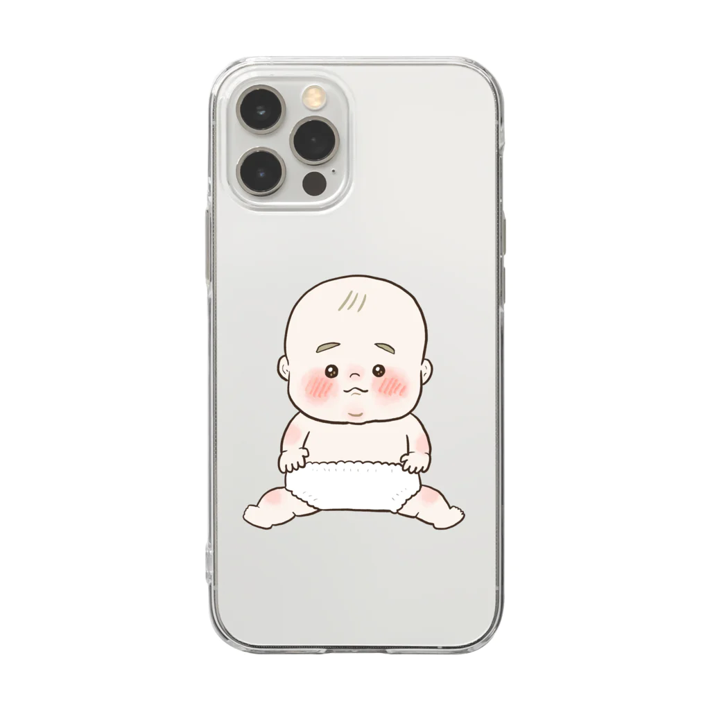 ユユマルの薄毛赤ちゃん(おむつ) Soft Clear Smartphone Case