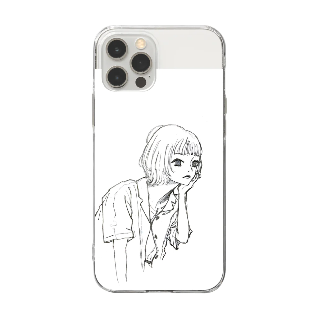 ちやピザの頬杖 Soft Clear Smartphone Case