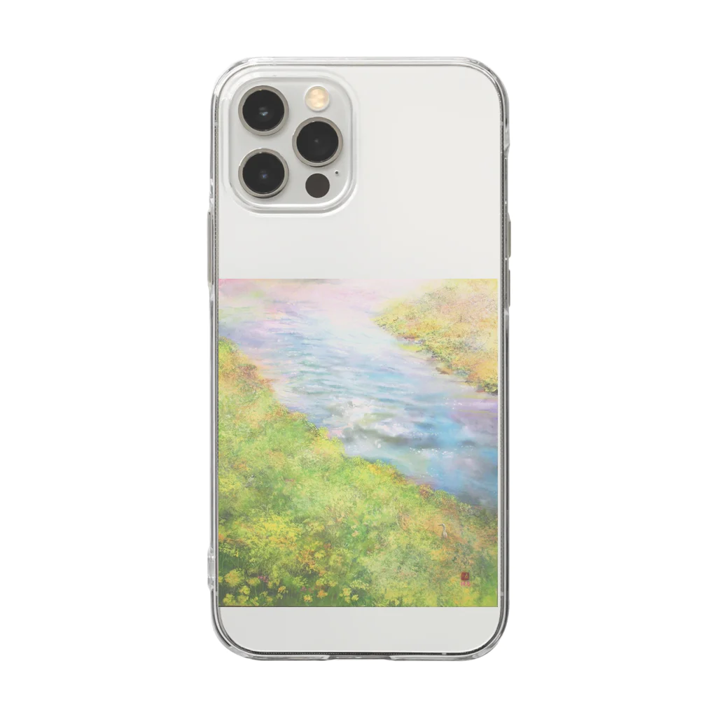 井上晴雄　絵画グッズコーナーの春の川 Soft Clear Smartphone Case