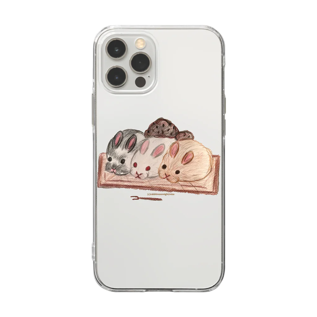 兔月夜/RabbitMoonNightのうさだんご3色合わせ Soft Clear Smartphone Case