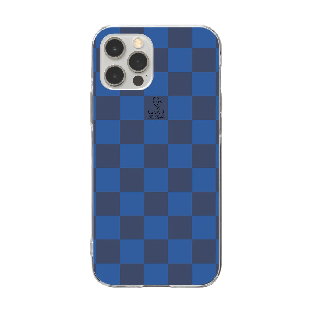 FreeStylersの【FreeStylers】style check(Blue) Soft Clear Smartphone Case