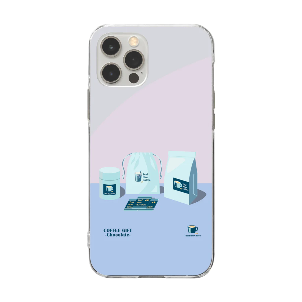 Teal Blue CoffeeのCOFFEE GIFT -Chocolate- PURPLE Ver. Soft Clear Smartphone Case