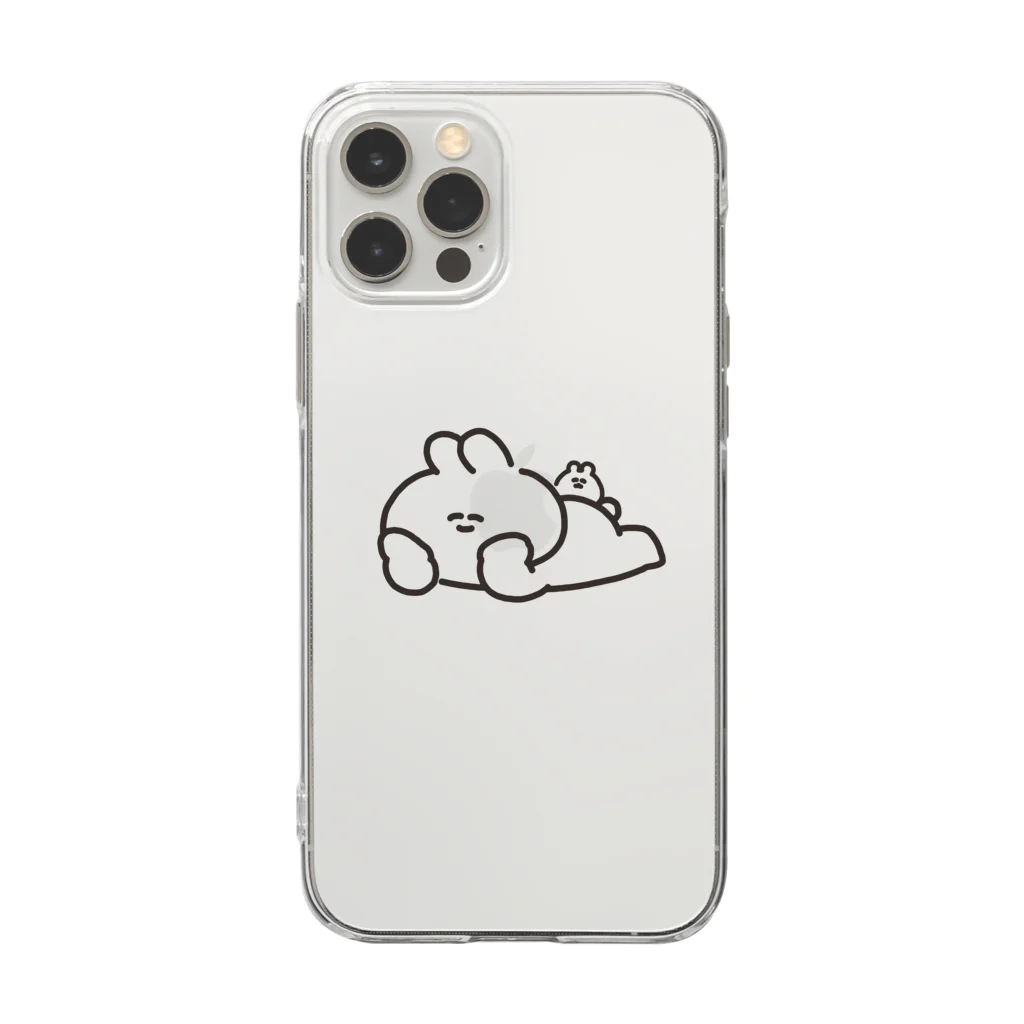 ナポリのSUZURIの寝そべりうさちゃんハムちゃん Soft Clear Smartphone Case