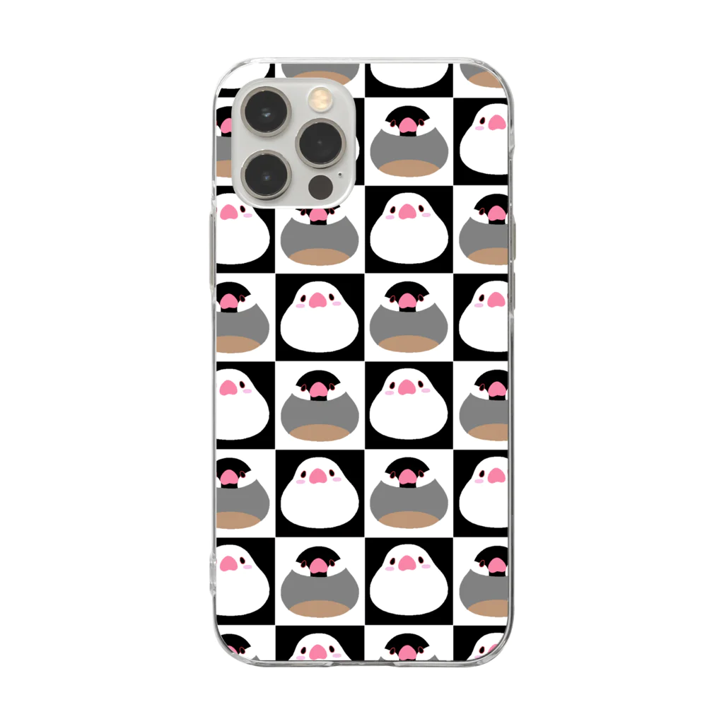 torilove_birdloverのもっちり市松文鳥ズ Soft Clear Smartphone Case