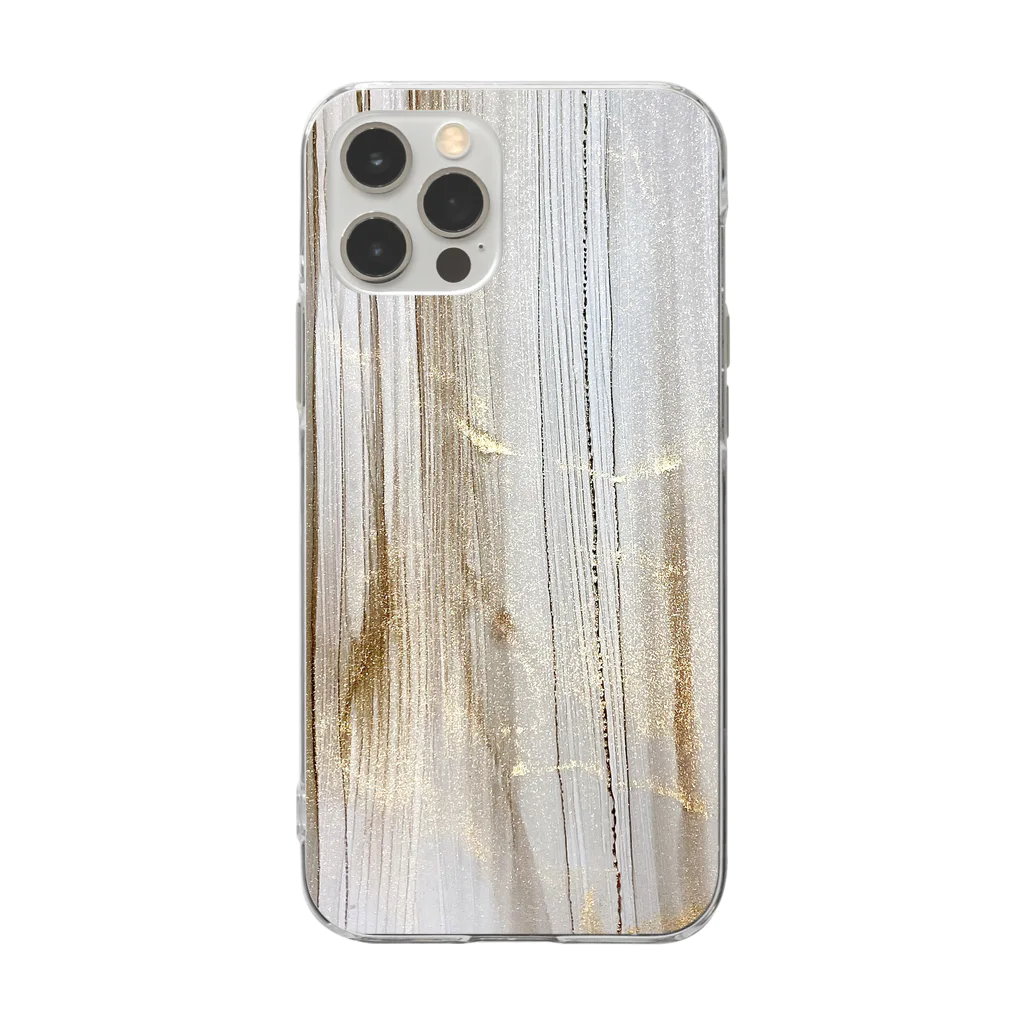 Orsetto.Kana.ArtのWood grain Soft Clear Smartphone Case