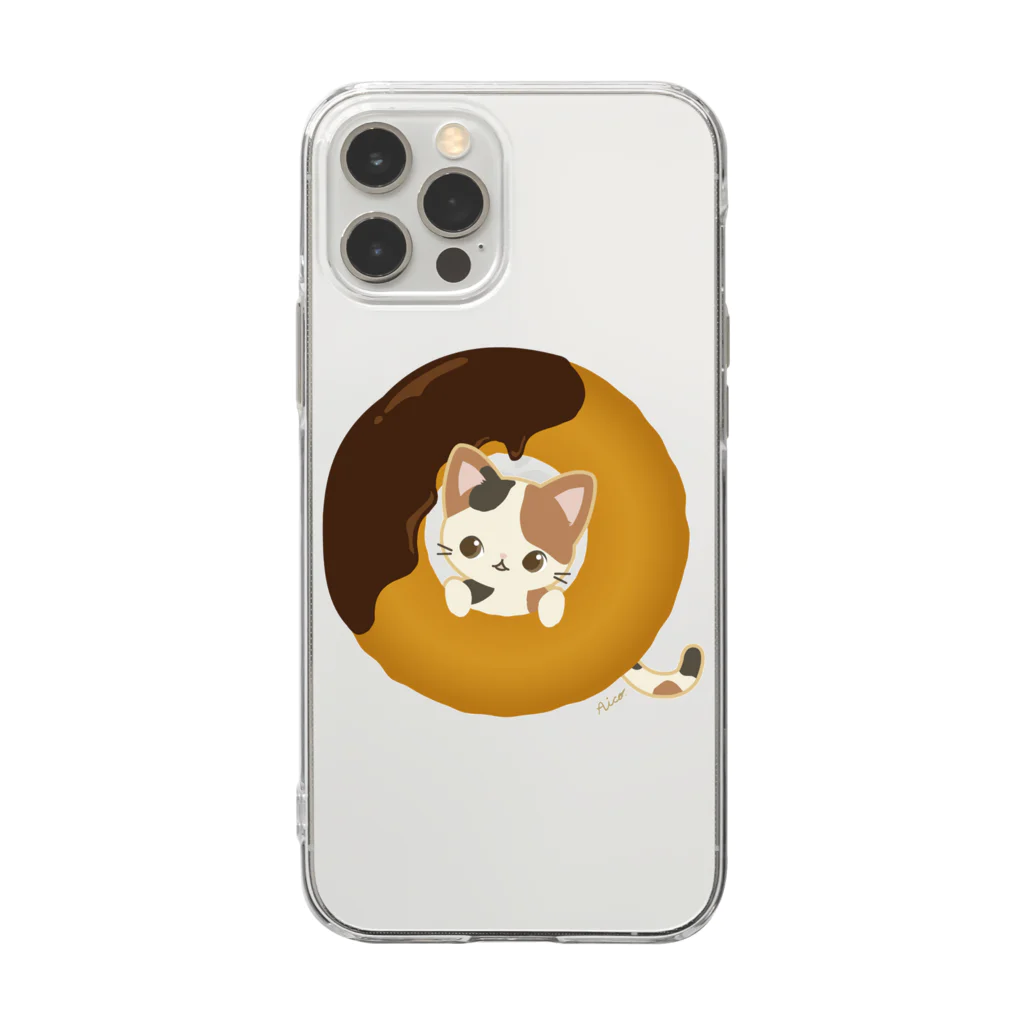 Hoppetansの三毛猫ドーナツ Soft Clear Smartphone Case