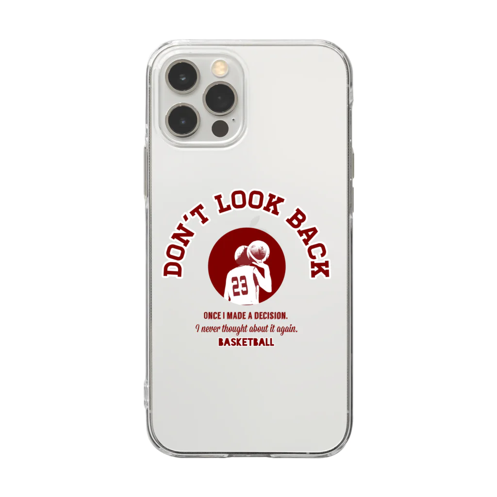 Basketball-boosterの「DON'T LOOK BACK」カレッジロゴ赤系 Soft Clear Smartphone Case