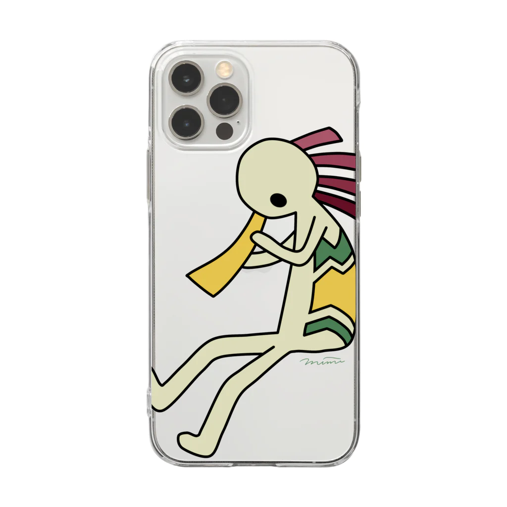 みみはんこ/消しゴムはんこのKokopelli Soft Clear Smartphone Case