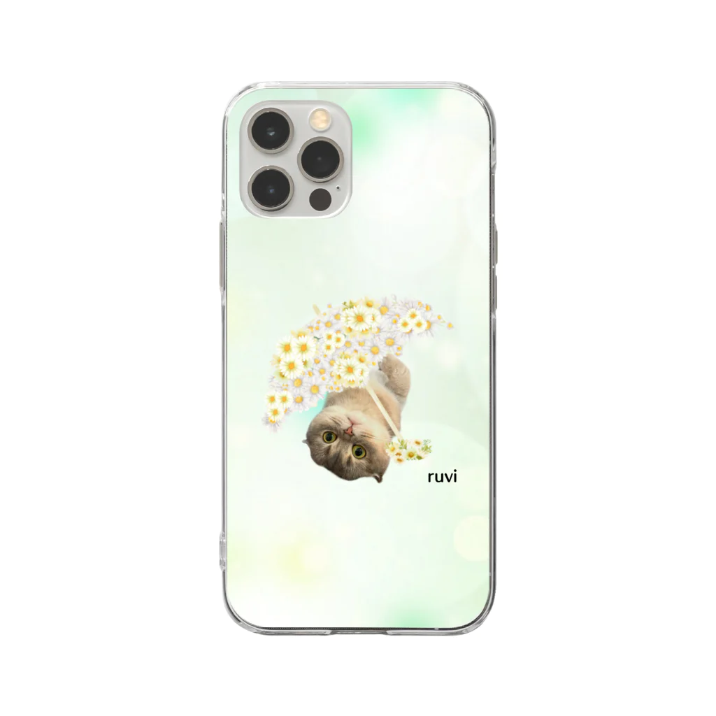 ゆきリンアート【保護猫活動 支援】の花傘ーるびちゃん Soft Clear Smartphone Case