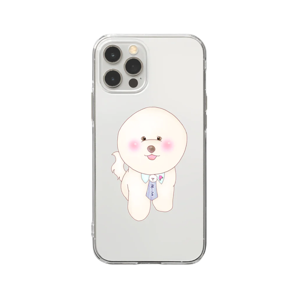 Litto*もふもふビションとオリジナルイラストのグッズのまるちゃん⭐︎オリジナルグッズ Soft Clear Smartphone Case