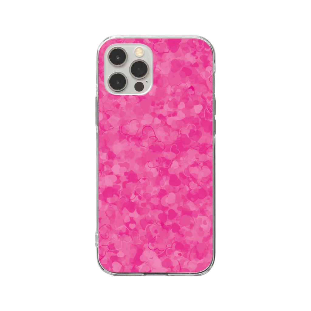 cooLunaのピンクのハートいっぱい Soft Clear Smartphone Case