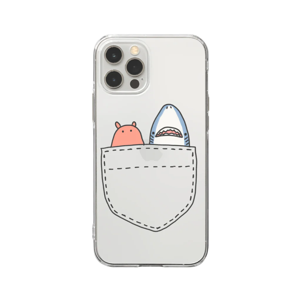 サメとメンダコ[namelessmm2]のお供します！サメとメンダコ Soft Clear Smartphone Case