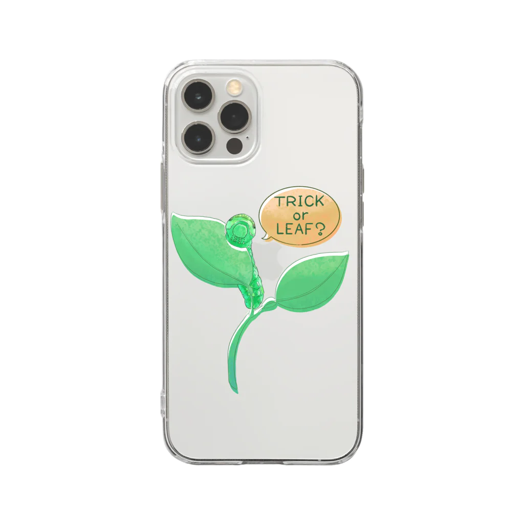 kitaooji shop SUZURI店のとりっくおありーふ？ Soft Clear Smartphone Case