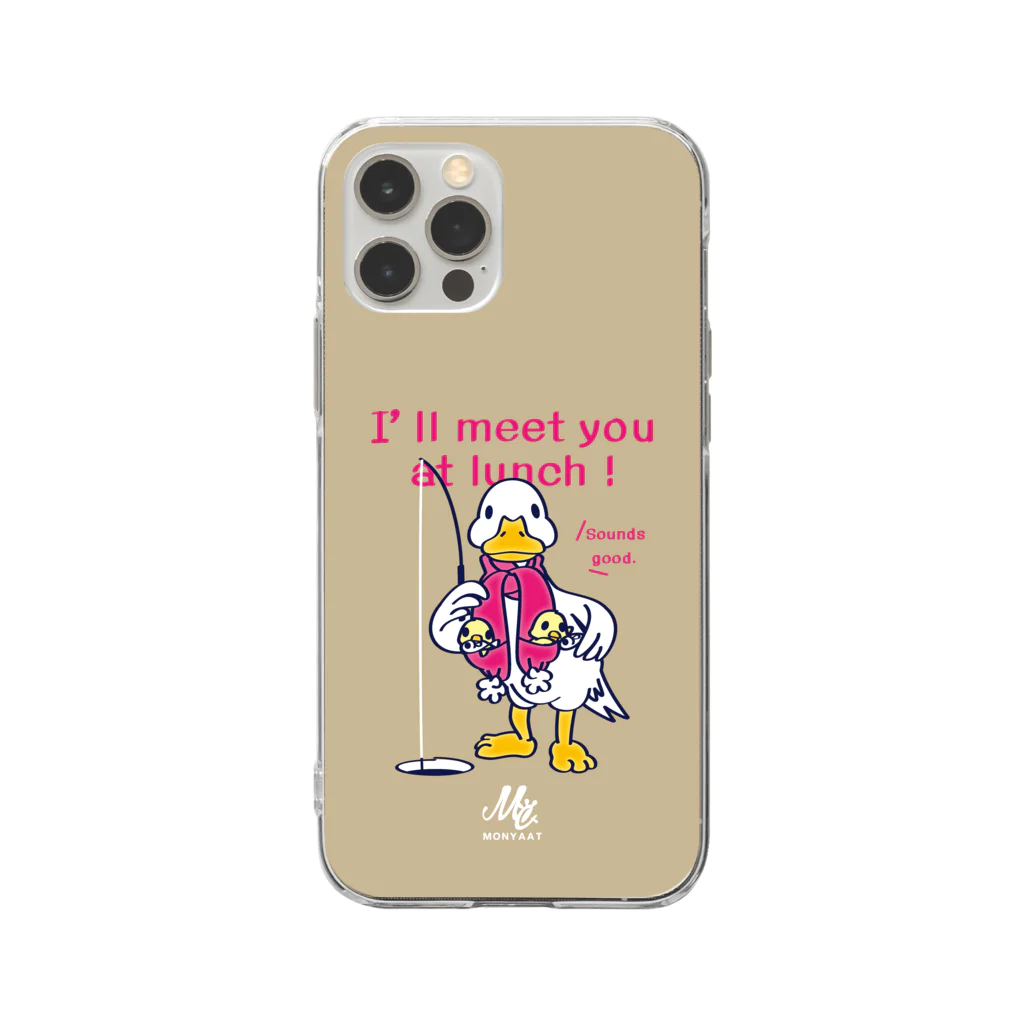 イラスト MONYAAT のCT76あひるのおひるさんのサカナ釣り*ブラウン Soft Clear Smartphone Case