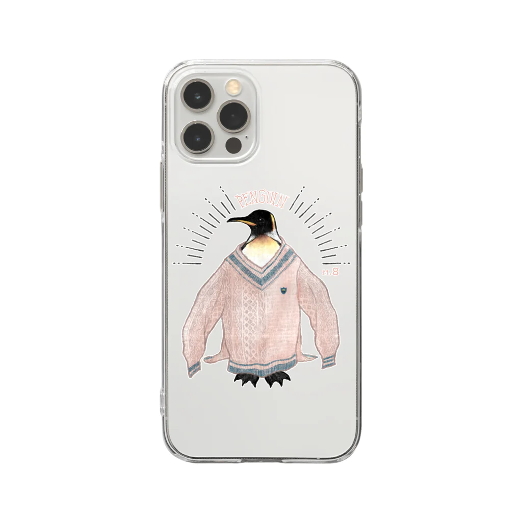 madein8☞shopのsweater-penguin Soft Clear Smartphone Case