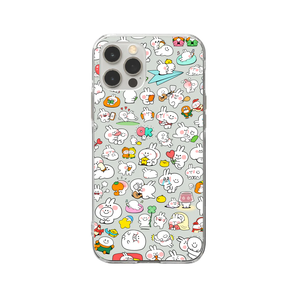 AKIRAMBOWのLots of Spoiled Rabbits / あまえんぼうさちゃんがいっぱい Soft Clear Smartphone Case