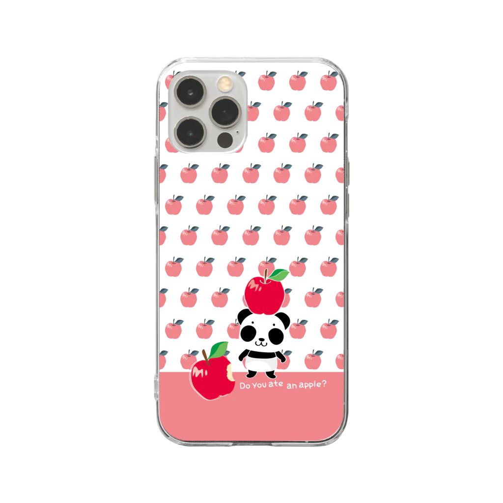 イラスト MONYAAT の8SU1918_A ズレぱんだちゃんのリンゴ食べたの誰？ Soft Clear Smartphone Case