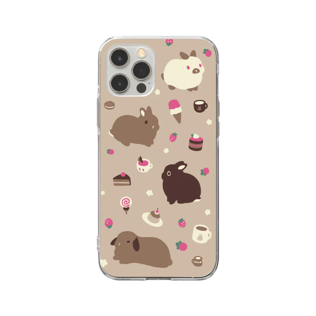 大賀一五の店のベリーカフェバニーズ Soft Clear Smartphone Case