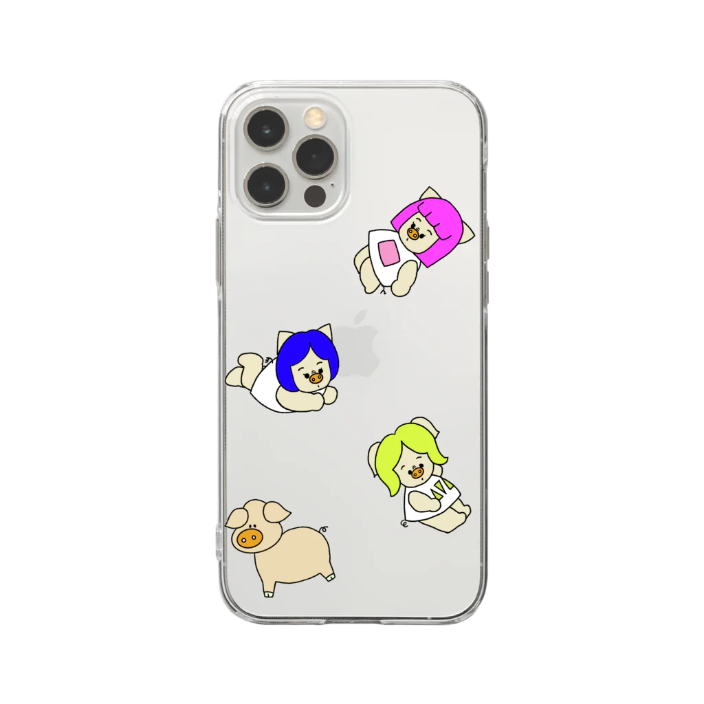 三匹の子むすめの浮遊する三匹の子むすめ Soft Clear Smartphone Case