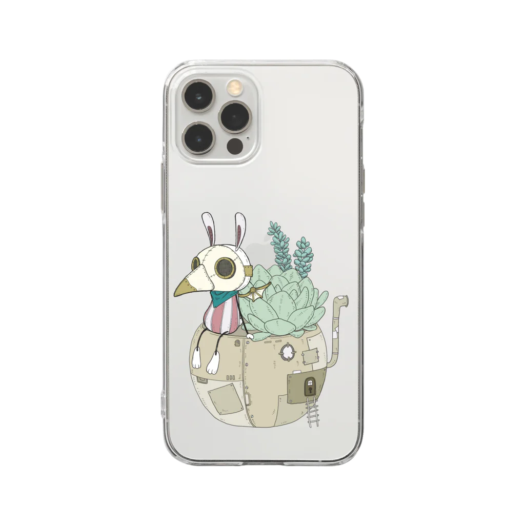 shikA/サビヲシカのスチパンうさぎ(多肉植物) Soft Clear Smartphone Case