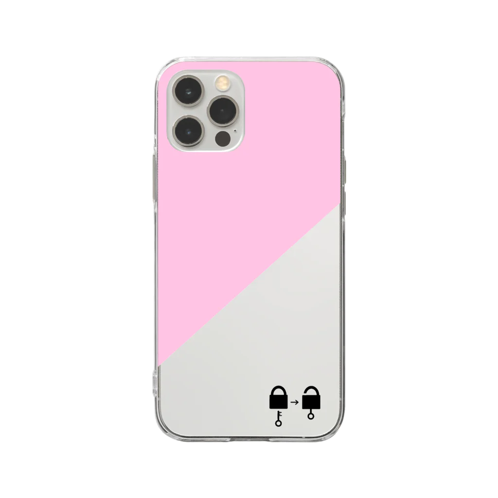 謎はないけど謎解き好きのお店の南京錠スマホケース（ピンク） / padlock smartphone case ( pink ) Soft Clear Smartphone Case