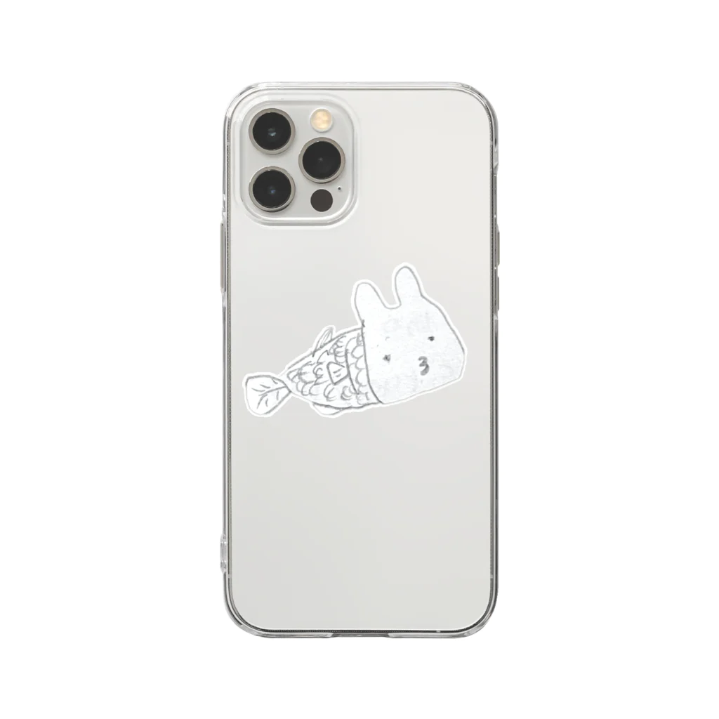 青木エビ店の兎面魚 Soft Clear Smartphone Case