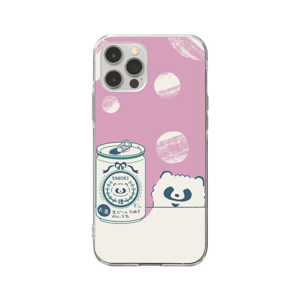 ジーナショップ(たぬき多め)のたぬきと生ビール Soft Clear Smartphone Case