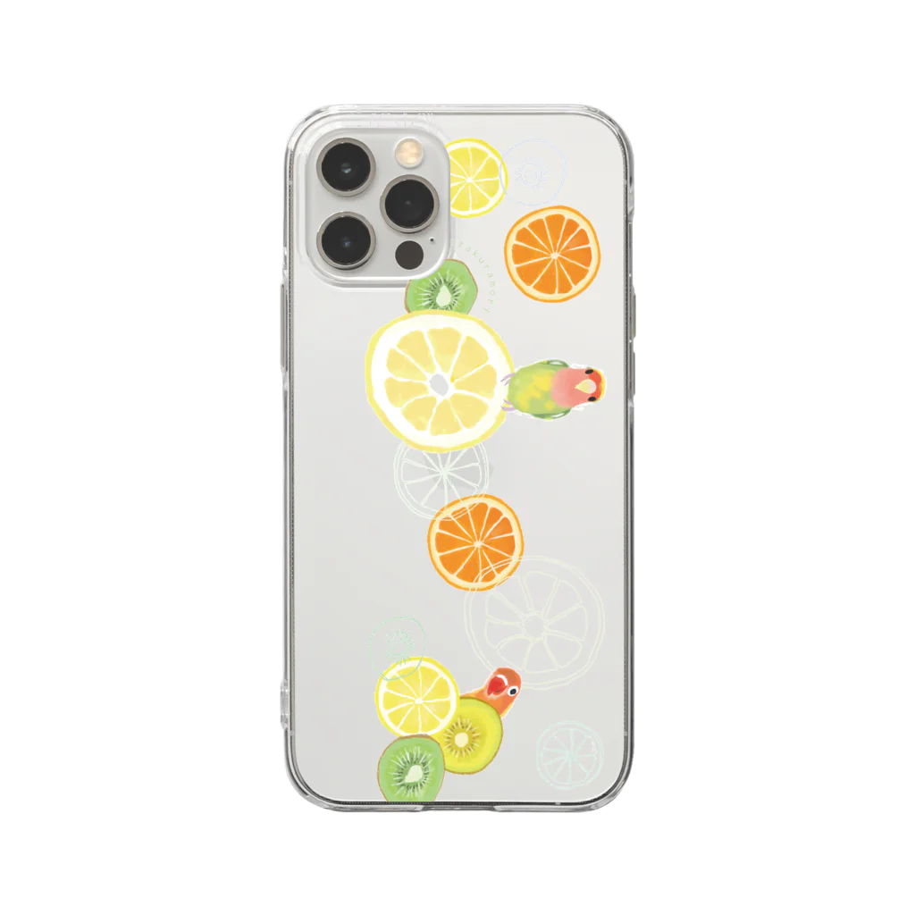 小桜森のラブバとフルーツ（横長） Soft Clear Smartphone Case