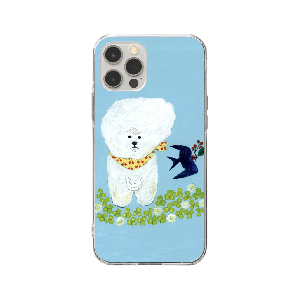 maccoの春の犬 Soft Clear Smartphone Case