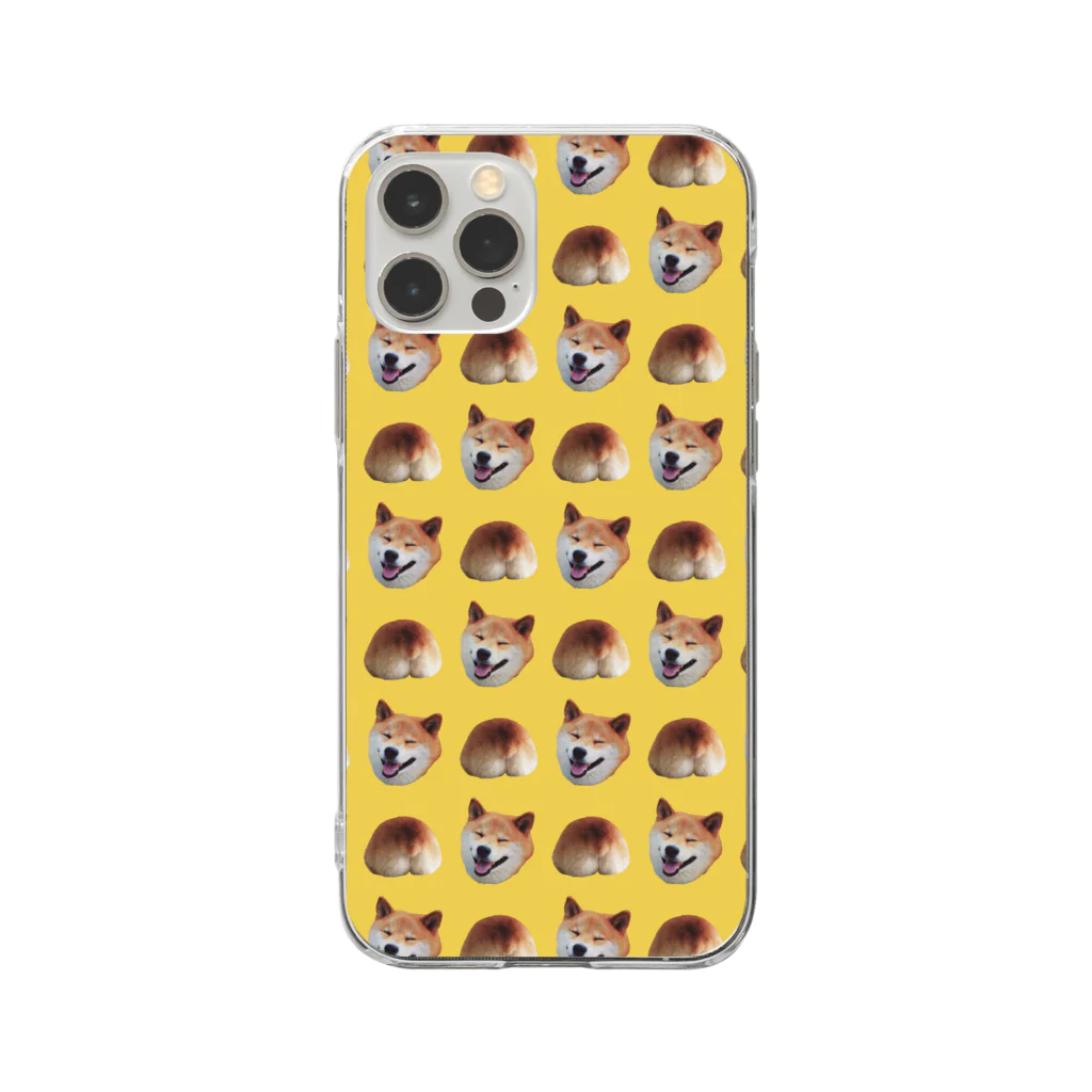 🐕Nui-shop🐕のイヌオシリ(yellow ver) Soft Clear Smartphone Case