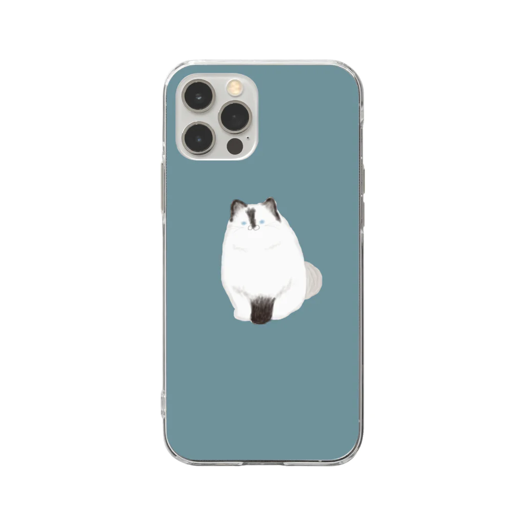 モナミモザの青い目の長毛猫 Soft Clear Smartphone Case