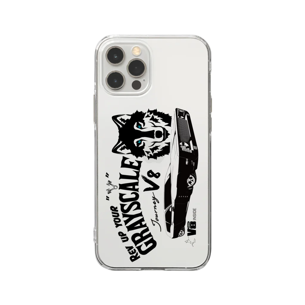 PoooompadoooourのGRAY SCALE Journey V8(Black and white2) Soft Clear Smartphone Case