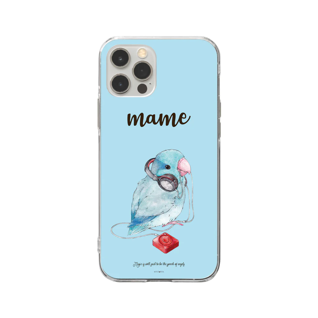 ゆとり屋のヘッドフォンマメルリハ　青 Soft Clear Smartphone Case