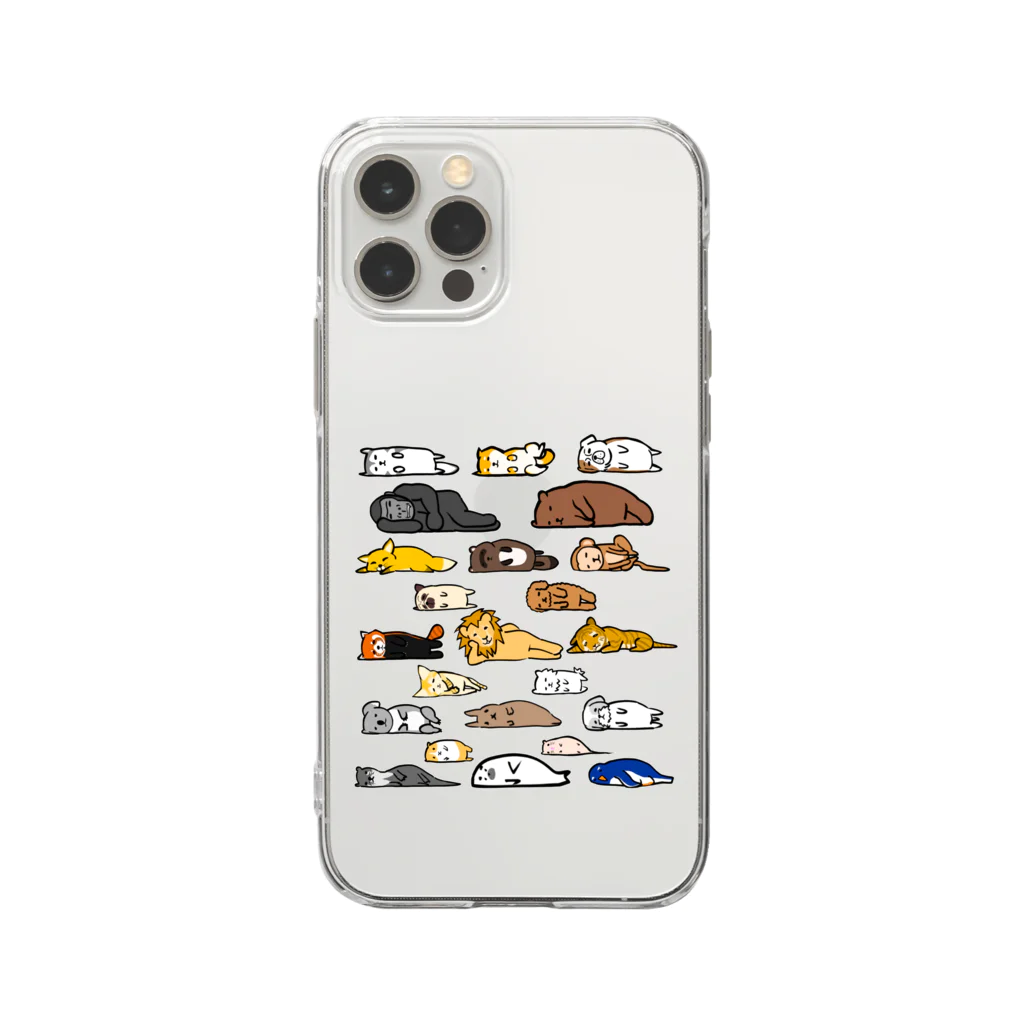 奇×屋の文字なし無気力動物園 Soft Clear Smartphone Case