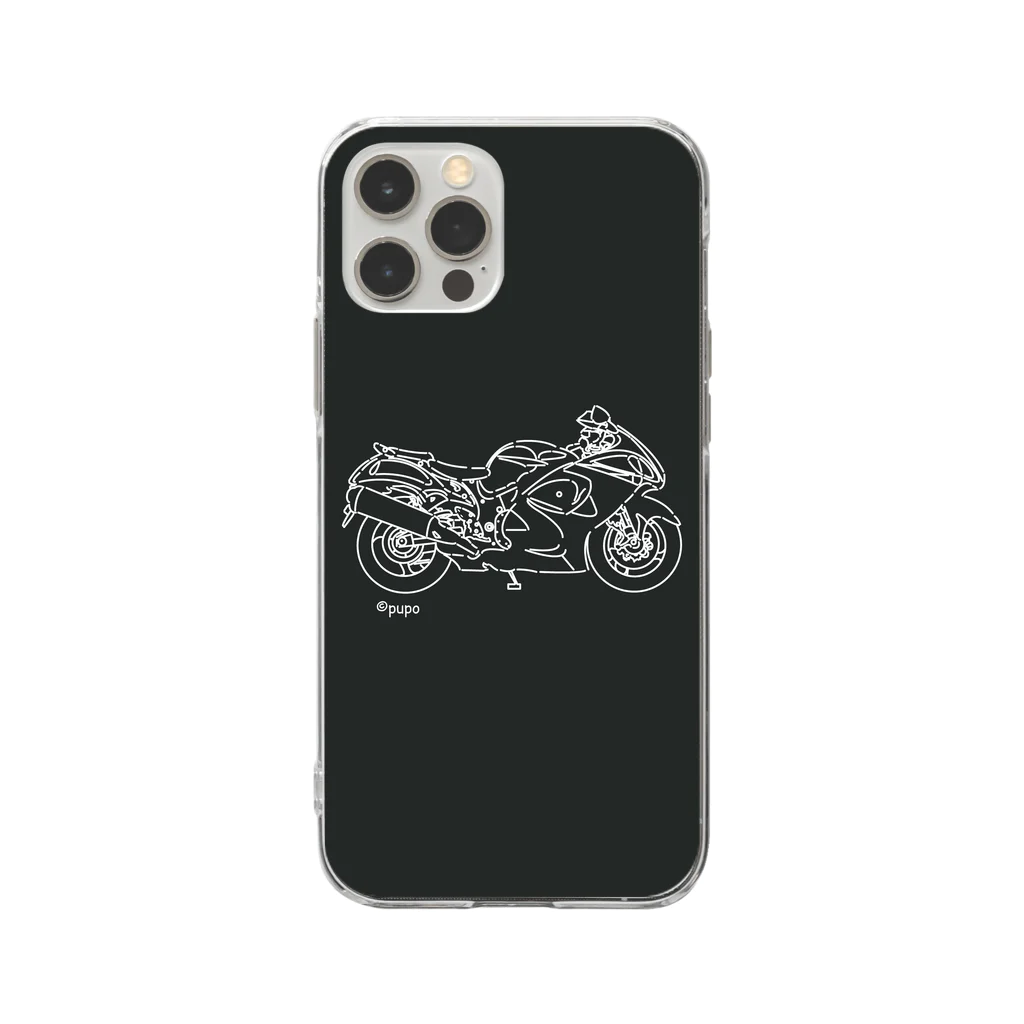 maruc.pupoのメガスポーツバイク 黒 Soft Clear Smartphone Case