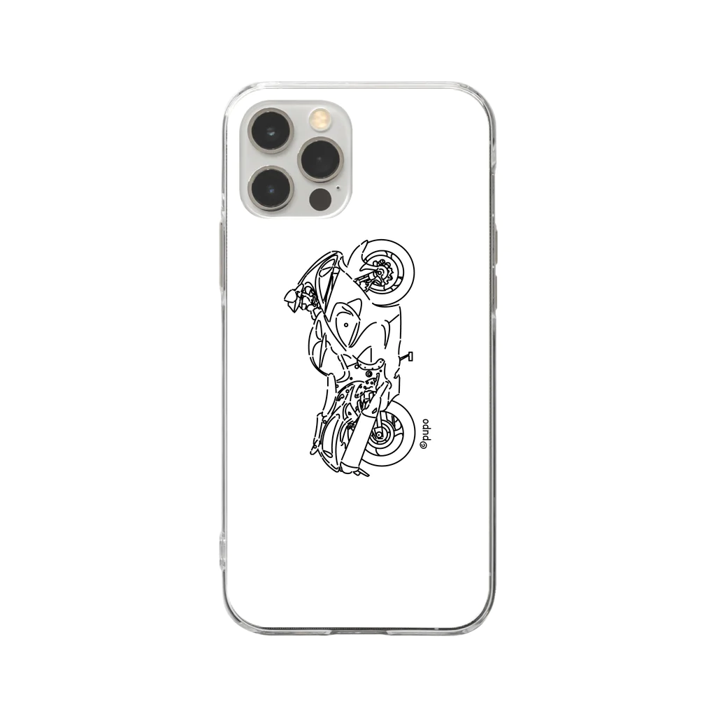 maruc.pupoのメガスポーツバイク 白 縦 Soft Clear Smartphone Case