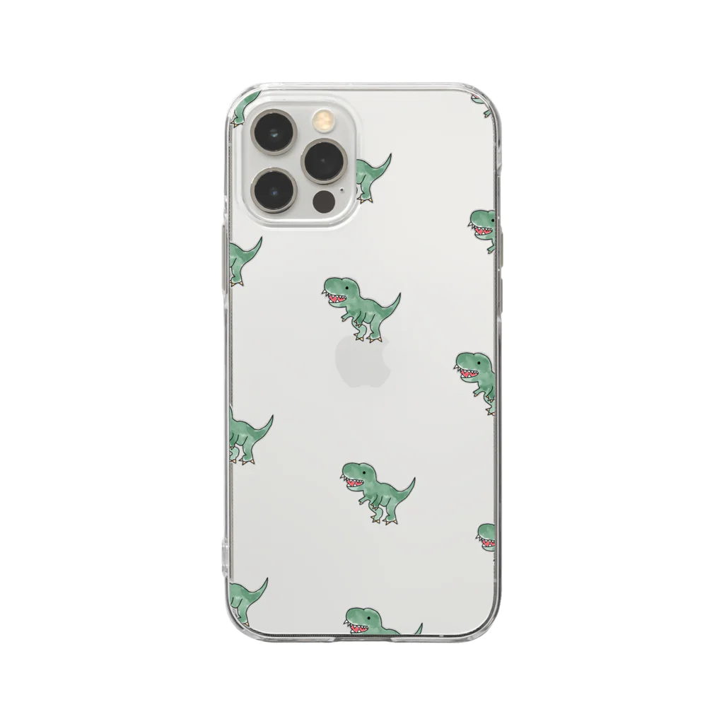 サメと恐竜展の恐竜の大群 Soft Clear Smartphone Case