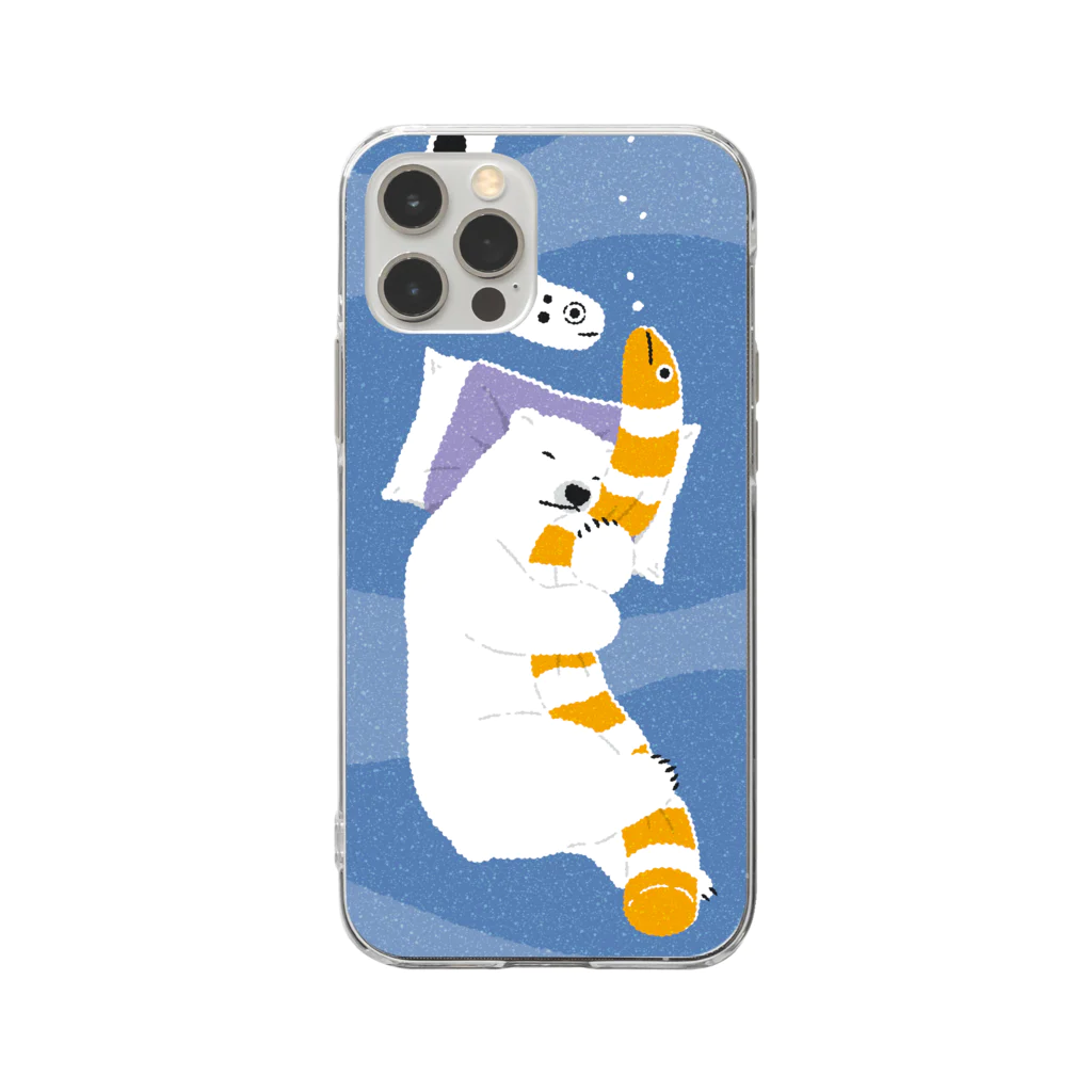 123izmの眠りシロクマ Soft Clear Smartphone Case