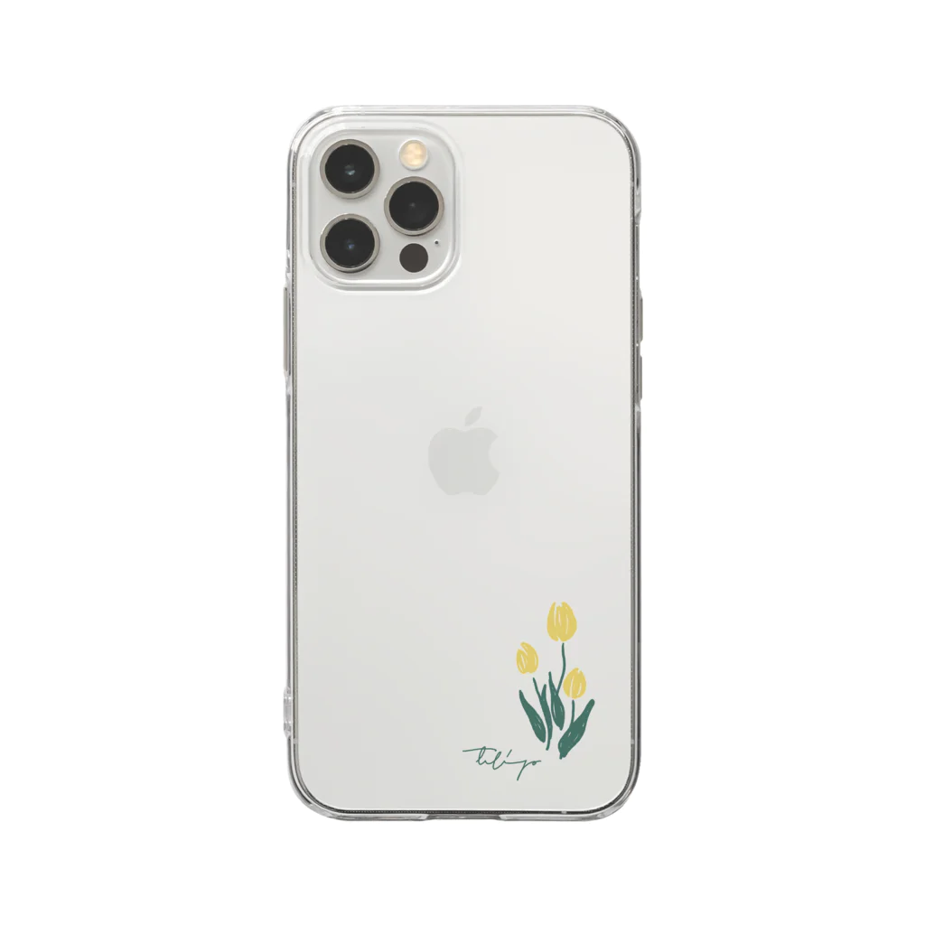 tulipの白地　tulip Soft Clear Smartphone Case