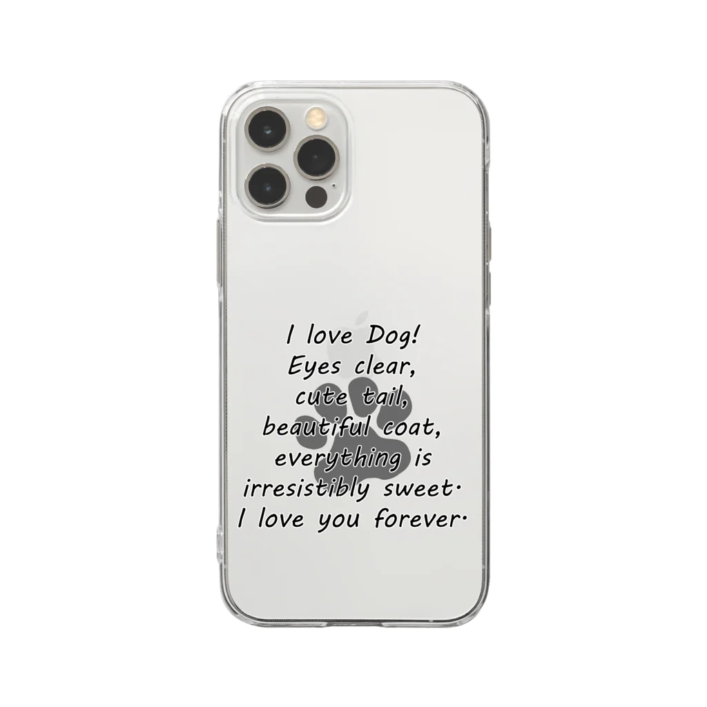 onehappinessのI LOVE DOG 肉球 Soft Clear Smartphone Case