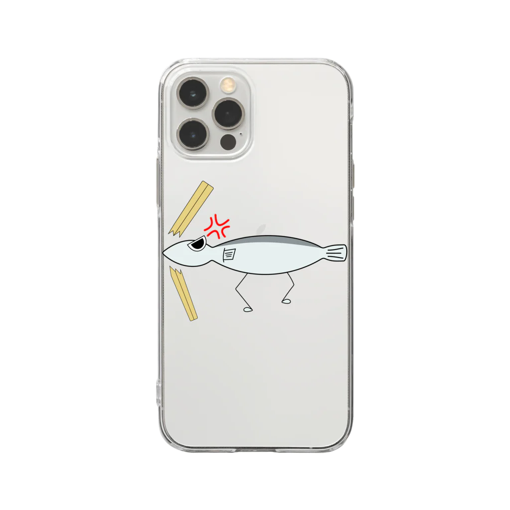 IndianShopのししゃも君 怒りVer Soft Clear Smartphone Case