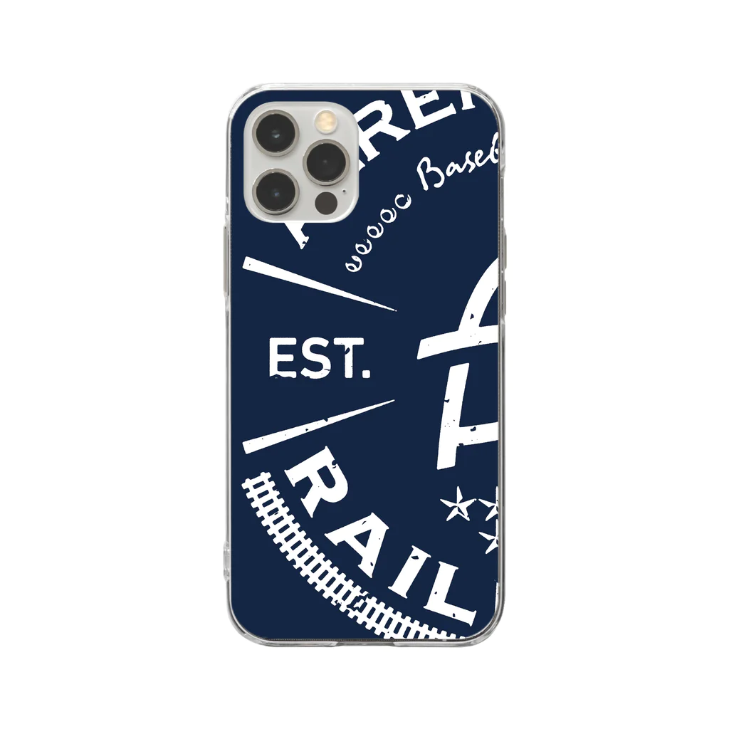 PoooompadoooourのRailroads エンブレムロゴ 青_グランジ Soft Clear Smartphone Case