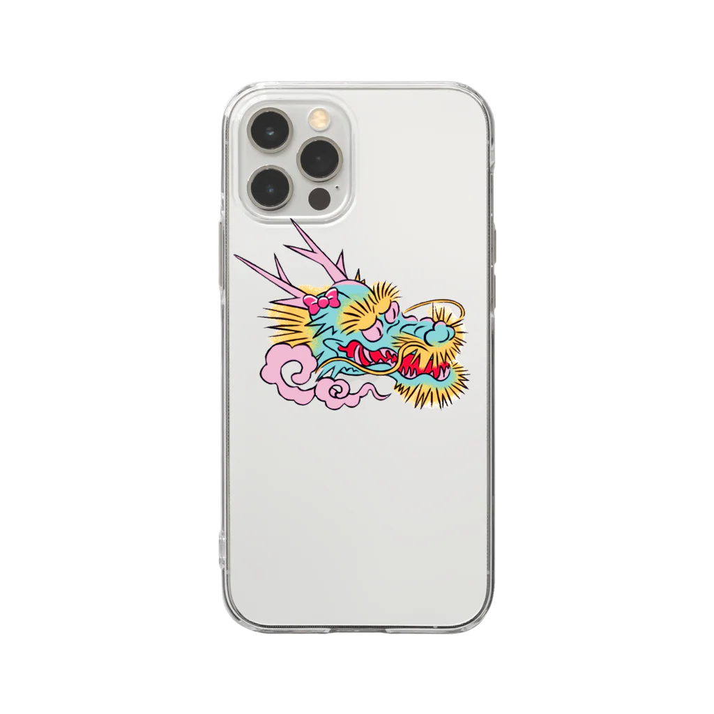 メイドイン極楽スズリ店のファンキー辰 Soft Clear Smartphone Case