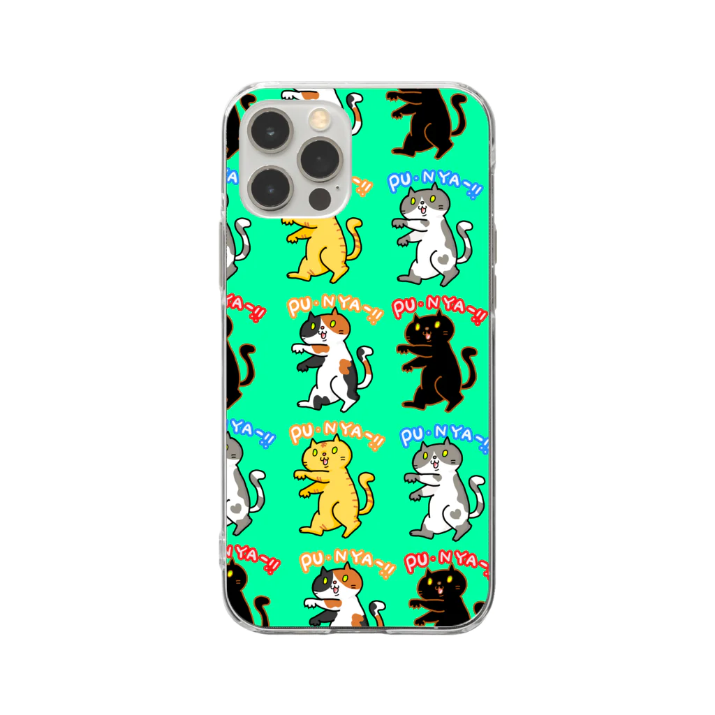 まめのき。のぷにゃー!!緑 Soft Clear Smartphone Case